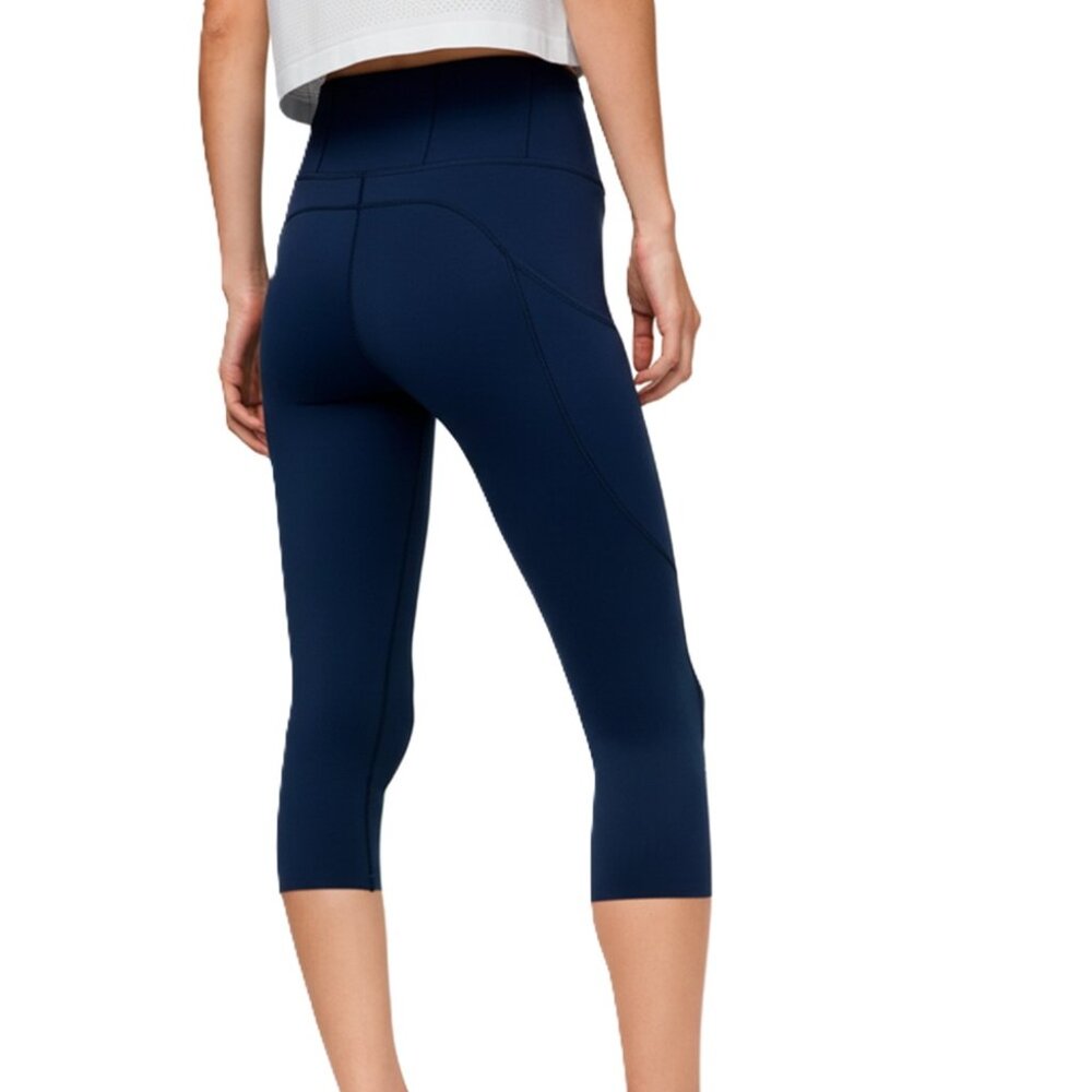 NWT LULULEMON Fast and Free HR Crop 19 Reflective Yoga Pant Navy 2 4 6 $118